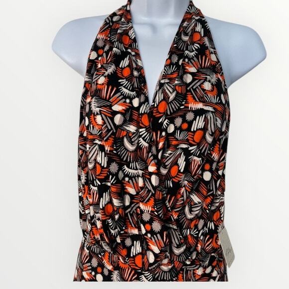 Free People Daria Halter Maxi Dress Floral Low Back Wrap Slit Plunge Size S NWT - Picture 3 of 14